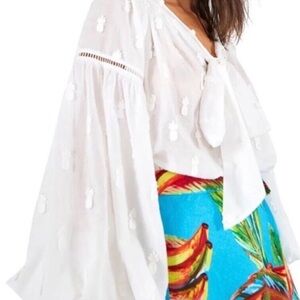 FARM Rio White Embroidered Blouse
